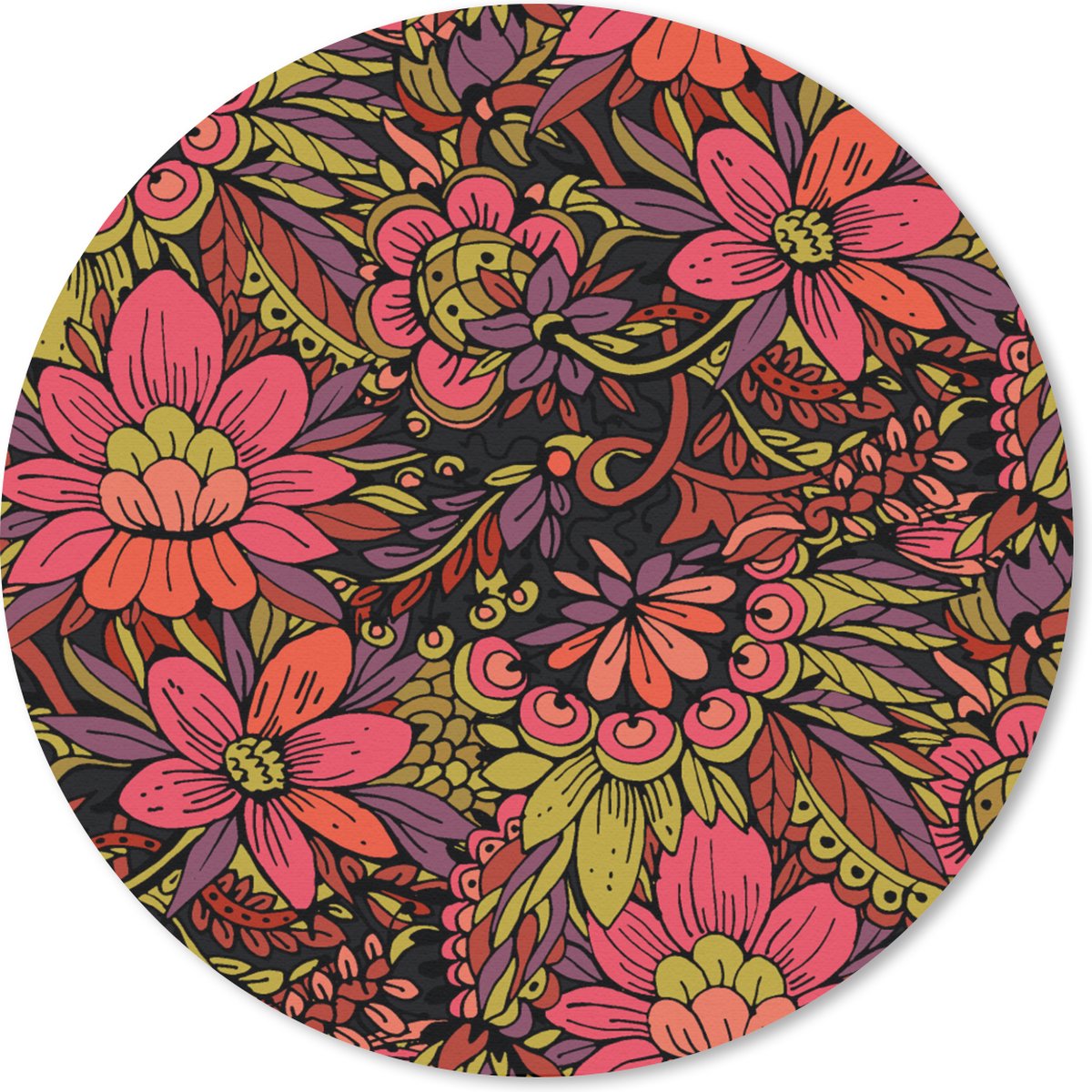 Muismat rond 30x30 cm - Mousepad Bloemen - Bladeren - Design - Ronde muismatten