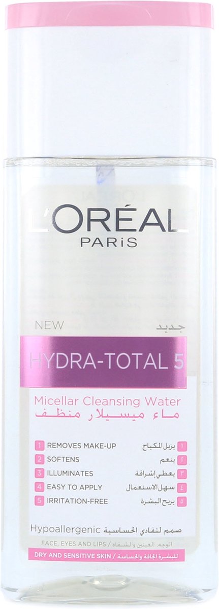 L'Oréal Hydra-Total 5 Micellar Cleansing Water - 200 ml (voor droge en gevoelige Huid)