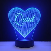 3D LED Lamp - Hart Met Naam - Quint