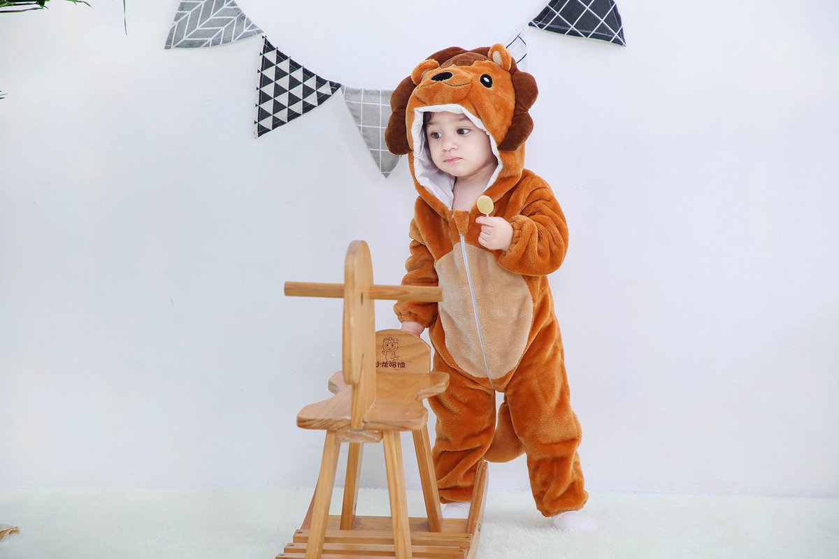 Budino® Baby Onesie - Baby Romper - Baby Pyjama - Baby Pakje - Baby Verkleedkleding - Carnavalskleding - Dier - Leeuw - Bruin — afbeelding 11