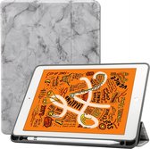 Mobigear Tablethoes geschikt voor Apple iPad Air 3 (2019) Hoes | Mobigear Tri-Fold Marble Bookcase + Stylus Houder - Grijs