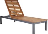 NATERIAL - chaise longue ORIS - chaise longue de jardin avec dossier réglable - 197x76x36 cm - empilable - avec roues - fixe en aluminium - eucalyptus