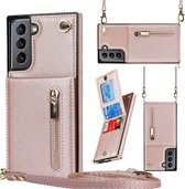 Fonu Fashion Porte monnaie étui avec corde compatible avec Samsung S21 FE  -  Or rose