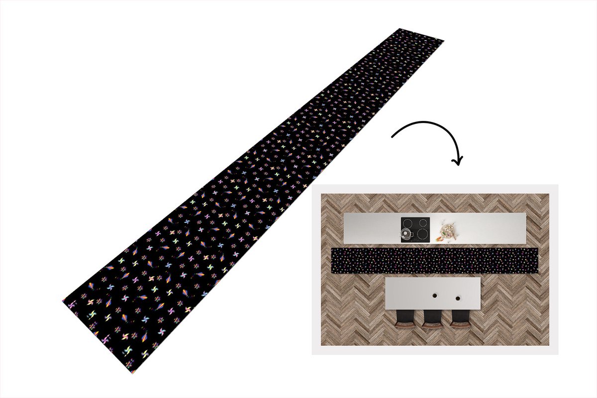 KitchenYeah Keukenloper - Keukenmat - Regenboog - Windmolen - Patroon - Kinderen - Keuken vloerkleed multicolor, foto 2