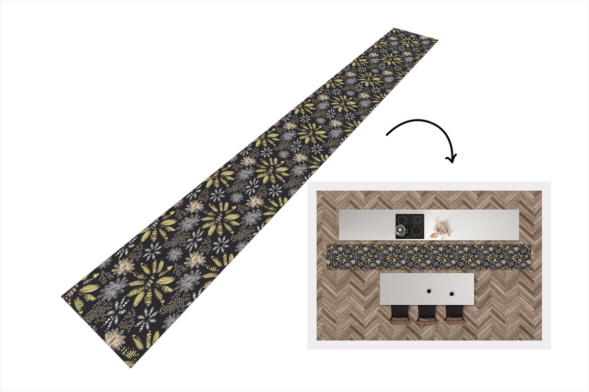 KitchenYeah Keukenloper - Keukenmat - Abstract - Bloemen - Patronen - 400x50 cm - Keuken vloerkleed Multicolor