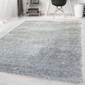 Flycarpets Hoogpolig Vloerkleed Nox - Voor binnen - Effen - Kleur: Zilver - Afmeting 120x170 cm