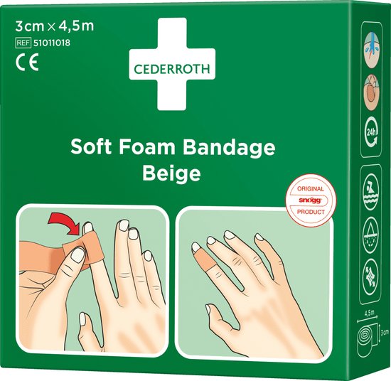 CEDERROTH Soft Foam verband voor vinger en teen - 3 cm x 4.5 m beige