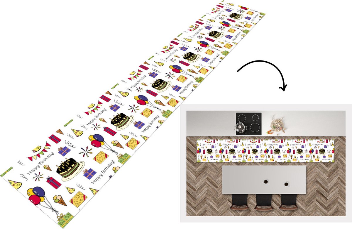 KitchenYeah Keukenloper - Keukenmat - Design - Verjaardag - Feest - Keuken vloerkleed Multicolor