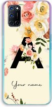 Gepersonaliseerd - Case Company® - Hoesje geschikt voor Oppo A72 hoesje - Flirty Flowers Monogram - Soft Cover Telefoonhoesje - Bescherming aan alle Kanten en Schermrand