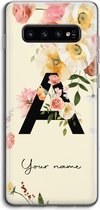 Gepersonaliseerd - Case Company® - Hoesje geschikt voor Samsung Galaxy S10 4G hoesje - Flirty Flowers Monogram - Soft Cover Telefoonhoesje - Bescherming aan alle Kanten en Schermrand