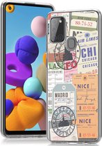 iMoshion Hoesje Geschikt voor Samsung Galaxy A21s Hoesje Siliconen - iMoshion Design hoesje - Meerkleurig / Post Travel