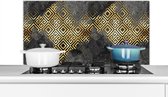 Spatscherm keuken 100x50 cm - Kookplaat achterwand Goud - Marmer - Verf - Patronen - Muurbeschermer hittebestendig - Spatwand fornuis - Hoogwaardig aluminium