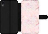 Bookcase Geschikt voor iPhone XR telefoonhoesje - Marmer print - Roze - Glitter - Goud - Patronen - Met vakjes - Wallet case met magneetsluiting