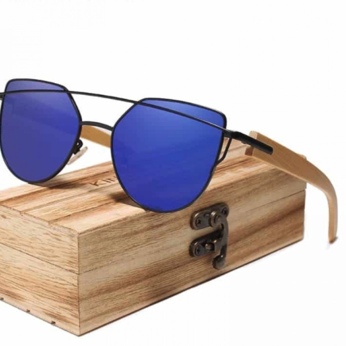 Kingseven Cat Eye Zonnebril - UV400 - Gepolariseerd - Bamboo - Bruin - Bluestar - Z1006