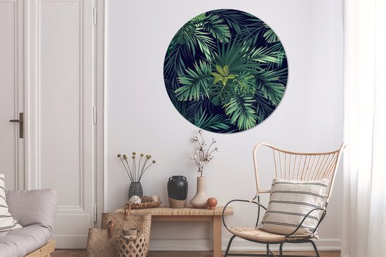 WallCircle - Tableau - Motifs Jungle Feuille Dibond Et Xxl - Multicolore - 120 X 120 Cm