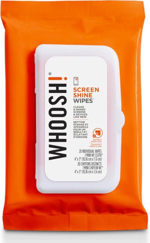 Whoosh! Screen Shine doekjes (20 Pack) - Schermreiniger - Met 1 antimicrobieel microvezeldoekje - Geschikt voor elk apparaat (scherm) - Niet giftig, zonder alcohol en ammoniak
