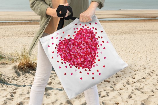 Sac bandoulière - Sac de plage - Shopper Une illustration d'un coeur entouré de coeurs - 45x45 cm - Sac en coton
