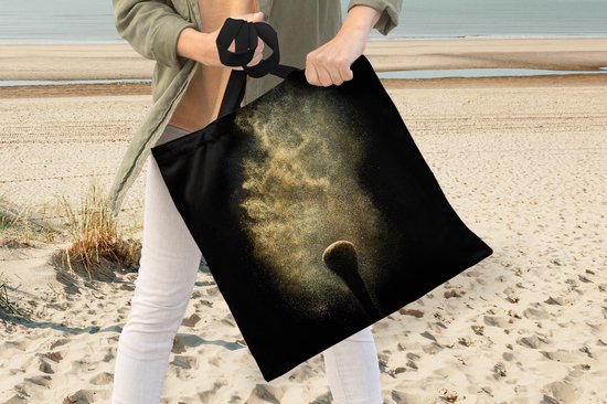 Sac bandoulière - Sac de plage - Shopper Poudre Goudor sur fond noir - 45x45 cm - Sac en coton