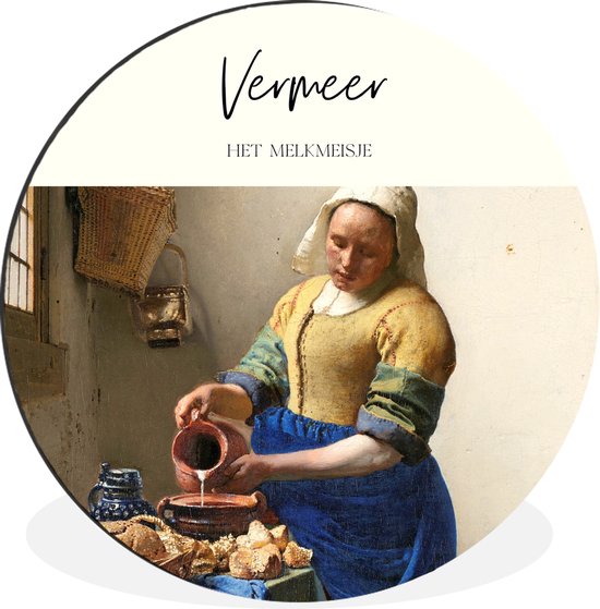 Wandcirkel Oude Meesters - Muurcirkel - Aluminium - ⌀ 30 - Melkmeisje - Johannes Vermeer - Kunst