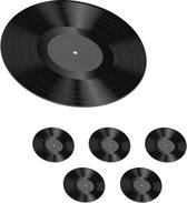 Sous- Sous-verres - Lp's Vinyl - Assiette - Grijs - Rétro - Rond - Sous- Sous-verres pour verres - 10x10 cm - 6 pièces