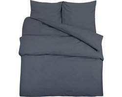 vidaXL - Dekbedovertrekset - 240x220 - cm - katoen - antracietkleurig