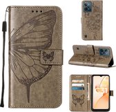 Mobigear Telefoonhoesje geschikt voor Realme C31 Hoesje | Mobigear Butterfly Bookcase Portemonnee | Pasjeshouder voor 3 Pasjes | Telefoonhoesje voor Pinpas / OV Kaart / Rijbewijs - Grijs