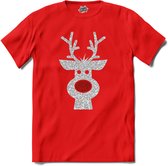 Kerst rendier buddy glitter - T-Shirt - Heren - Rood - Maat XXL