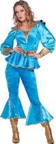 Wilbers & Wilbers - ABBA Kostuum - Mama Mia Anni Frid Jaren 70 - Vrouw - Blauw, Goud - Maat 40 - Carnavalskleding - Verkleedkleding