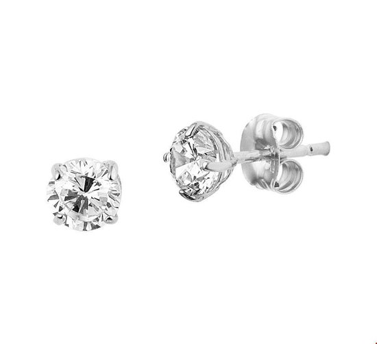 Clous d'oreilles TFT Zircone de 4 mm Or blanc brillant