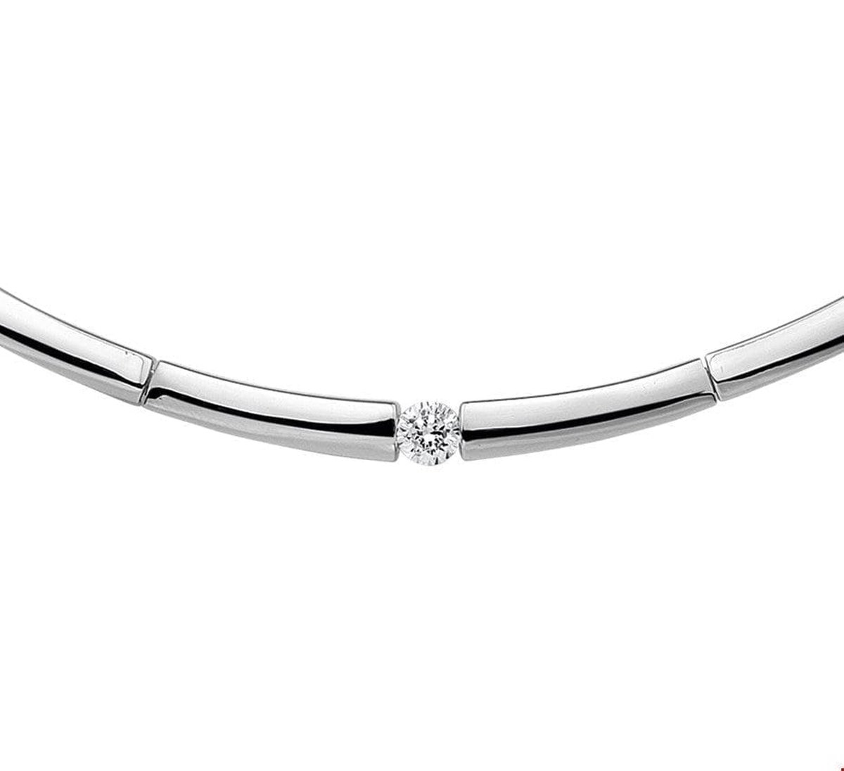 Zilver Gerhodineerde Collier zirkonia 50 cm 1323877