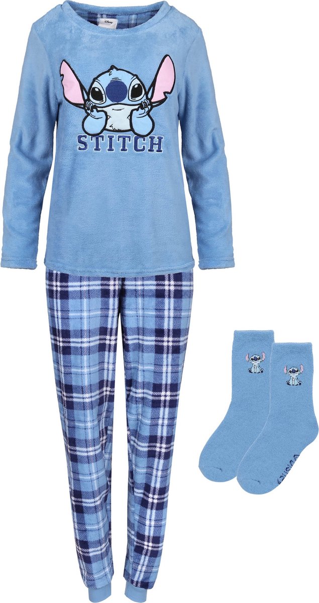 Stitch DISNEY - Coffret cadeau : pyjama femme + chaussettes, polaire, bleu  / M