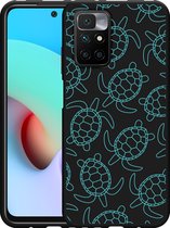 Xiaomi Redmi 10 2022 Hoesje Zwart Schildpadjes - Designed by Cazy