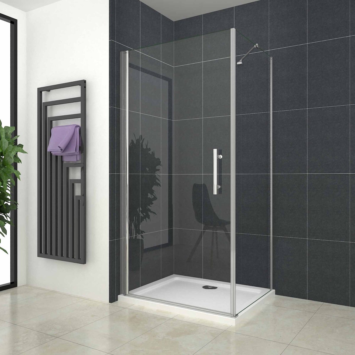 douchecabine met 1 draaideur 80x76x185 cm hoog ,6mm Nano Coating Veiligheidsglas.(verschillende maten)