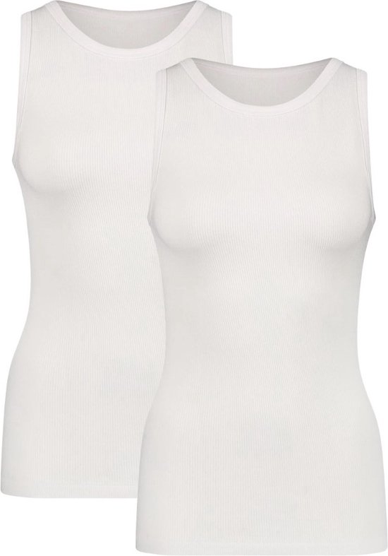 Comfortabel & Zijdezacht Bamboo Basics River - Bamboe Tank Top (Multipack 2 stuks) Dames - Wit - M