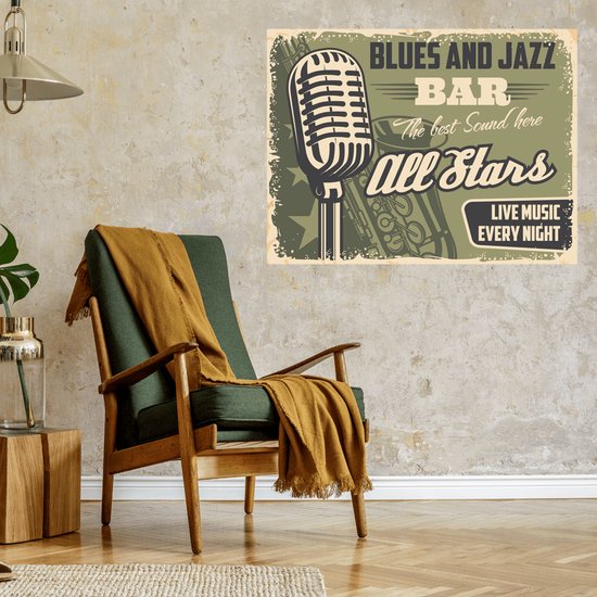 Wanddecoratie / Schilderij / Poster / Doek / Schilderstuk / Muurdecoratie / Fotokunst / Tafereel Blues and jazz gedrukt op Textielposter