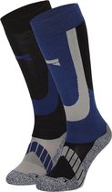 Xtreme Chaussettes de ski - 2 paires de chaussettes de ski unisexe hauteur genoux - Multi Blue - Taille 42/45
