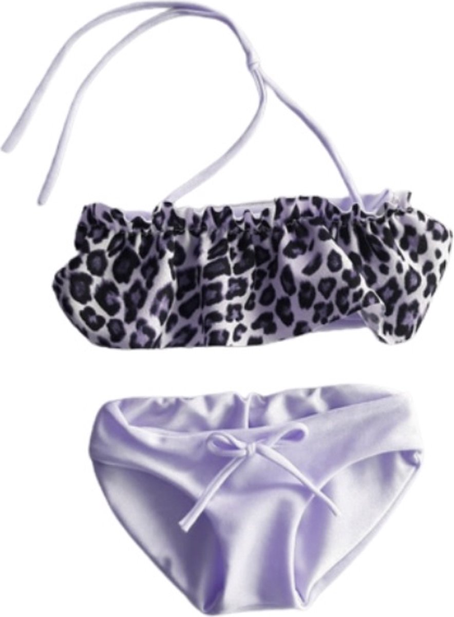 Maat 68 Bikini zwemkleding Wit met panterprint badkleding baby en kind dierenprint zwem kleding leopard tijgerprint - Merkloos