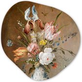 Wandcirkel - Organische wanddecoratie - Bloemen - Stilleven - Kunst - Oude meesters - Balthasar van der Ast - Organisch Schilderij - Muurcirkel binnen - Muurdecoratie - Woonkamer - 90x90 cm - Kamer decoratie - Slaapkamer