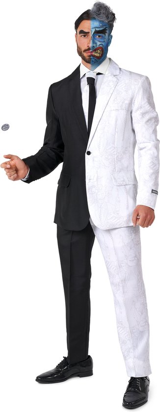 Suitmeister Two Face Kostuum - Heren Pak - Halloween Kostuum - Verkleedkleding - Zwart & Wit - Batman DC Comics - Maat XL
