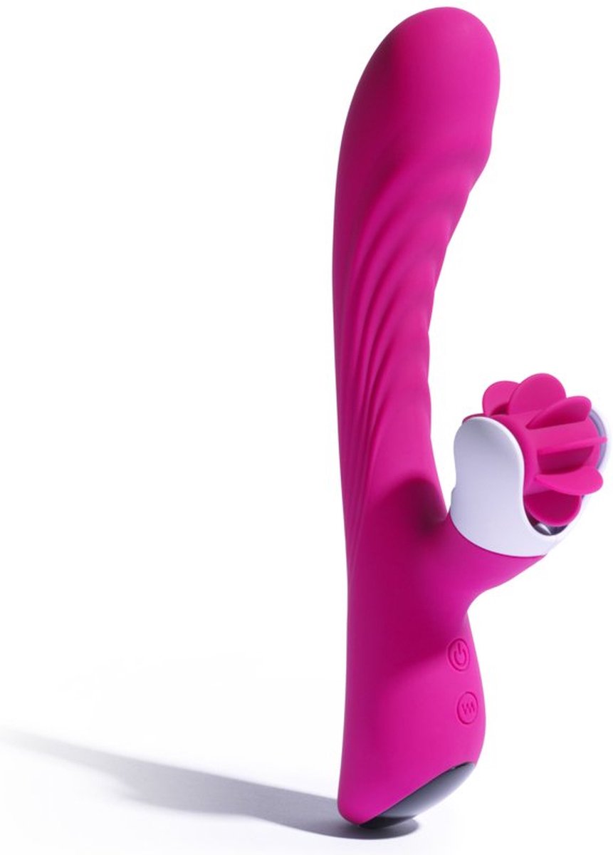 Lyo - Rabbit Vibrator G-spot & Clitoris Stimulator Draaiende Tongen - Siliconen - Roze