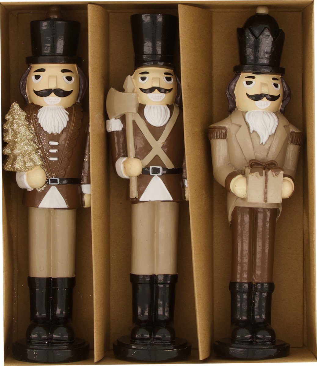 Set van 3 notenkrakers - Bruin/naturel - 22cm hoog