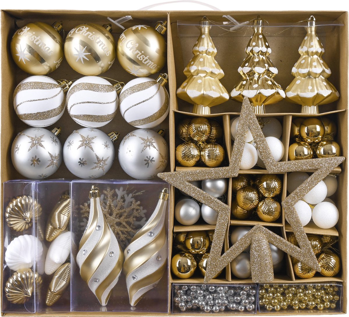 Kerstballen - 90 Delige Set - Kerstversiering - Kerstboomdecoratie - Kerstballen Plastic