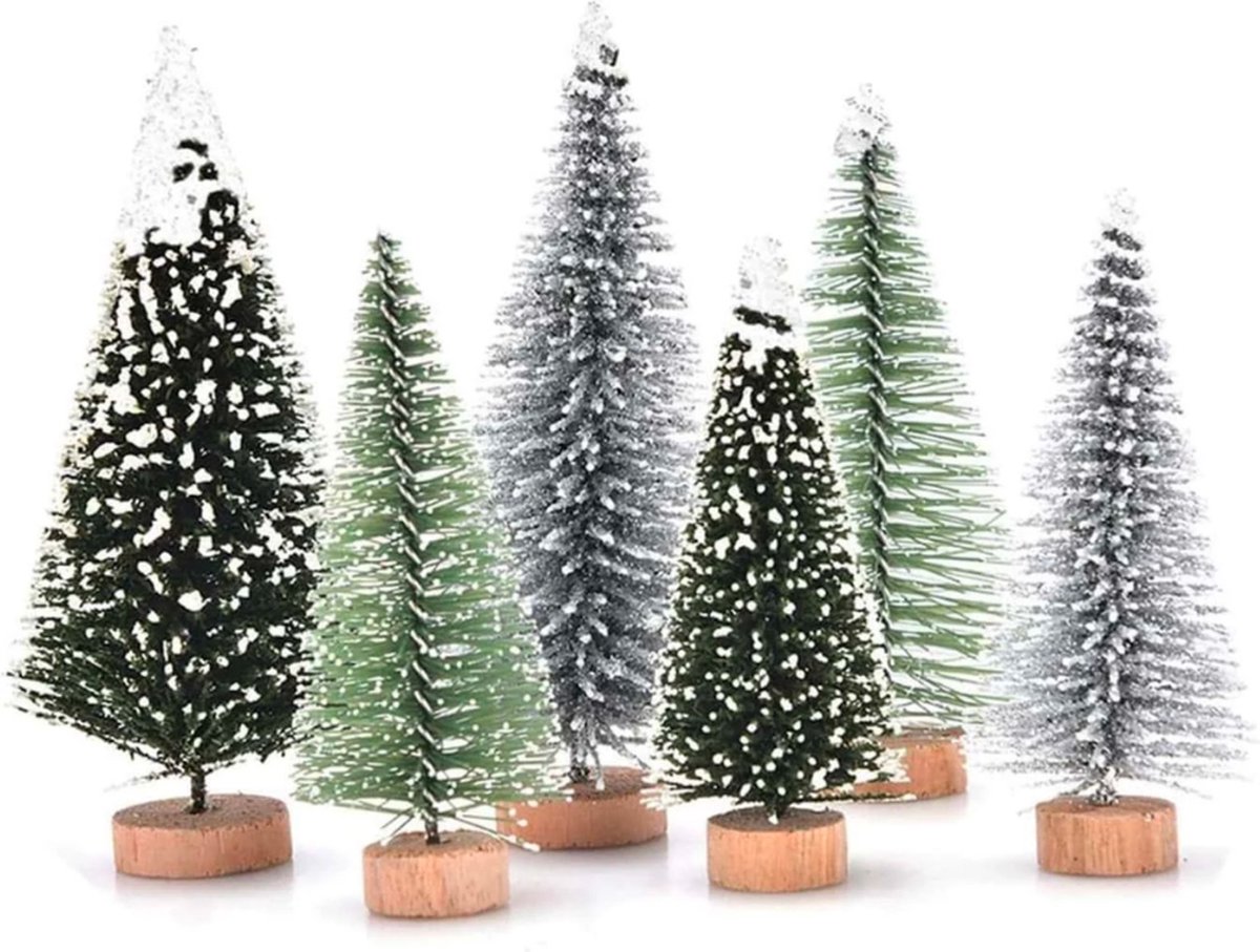 Mini Kerstboom 6 stuks - Miniatuur Kerstboompjes - Kerstversiering - Kerstdecoratie Voor Binnen - Kerstcadeau - Kleine Kerstbomen