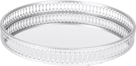 Kaarsenplateaus spiegel - Set van 2x stuks -rond - zilver D25 en D30 cm
