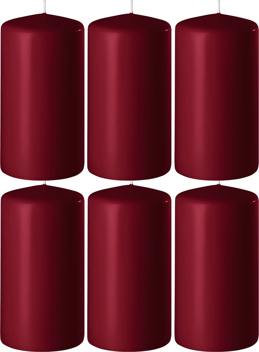 Enlightening Candles 8x Bordeauxrode cilinderkaarsen/stompkaarsen 6 x 10 cm 36 branduren - Geurloze kaarsen bordeauxrood - Woondecoraties Bordeaux rood