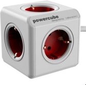 DesignNest PowerCube Extended 1,5 meter kabel - wit/rood - 5 stopcontacten Type F - stekkerdoos - stekkerblok