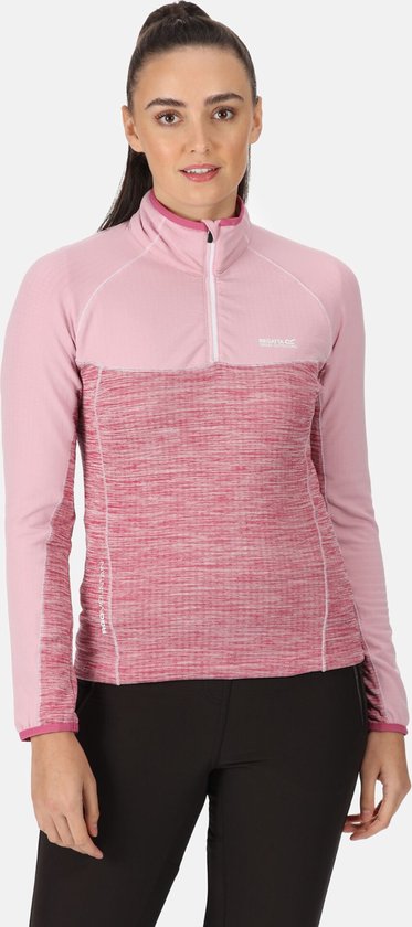 De Regatta Hepley fleece outdoortrui dames halve rits lichtgewicht Pasteroze bol