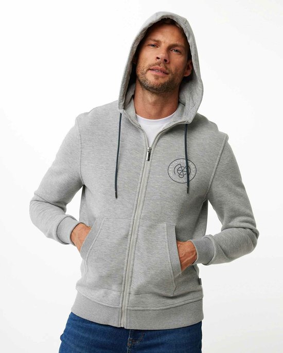 Hooded Sweater With Small Chest Artwork Mannen - Grijs - Maat XXL