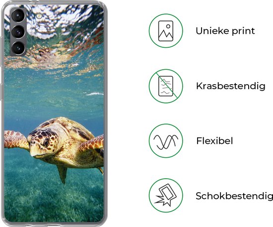 Coque Samsung Galaxy S21 Plus - Tortue - Water - Blauw - Coque de téléphone en Siliconen