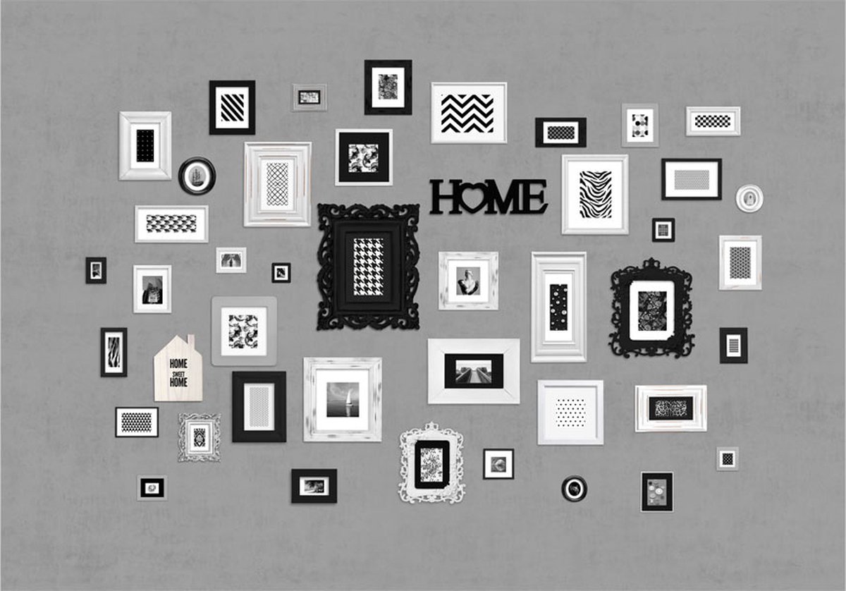 Fotobehang - Wall full of frames.